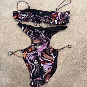 Swirl Pattern Cutout Top